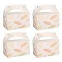 2 x 10 PCS Party Favor Treat Boxes, 6.5 x 4 x 4 Inches Gable Box with Handle, Goodie Boxes for Sweets, Candy, Cookie, Summer Picnic, Mother's Day, Outdoor Wedding, Baby Shower, Graduation, White Leaf