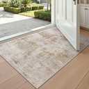 DEXI Ultra Thin Washable Entryway Door Mat 2x3, Abstract Small Rug with Non Slip Backing, Stain Resistant Low Pile Mats for Entry Patio Indoor Entrance, Khaki