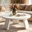 Garvee Round Coffee Table, Modern Center Table with Inclined Legs, Accent Cocktail Tables for Living Room, Bedroom, Easy Assembly, White, 33.5 Dia. x 15.75 H Inches