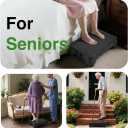 Non-Slip Step Stool for Adults & Seniors  3.4" Low Profile Wide Platform 600lbs Capacity  6 Stability Feet Bed Step for High Beds, Bath & Car  Portable with Handles, Black