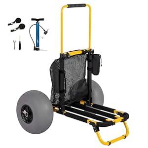 Newcod Beach Trolley Cart, Foldable Heavy-Duty Beach Wagon Cart with 12 Inch Wheels for All-Terrain Outdoor Camping