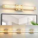 URSOLA 24" Modern LED Bathroom Light Fixtures, Golden 3CCT Dimmable Bathroom Vanity Light Over Mirror, Bathroom Vanity Bath Bar Lights with Crystal Acrylic Shade