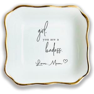Daughter Gift From Mom, Ring Dish For Girl Daughter, White Ceramic Jewelry Dish, Personalized Trinket Tray, Mother And Daughter, Wedding Gift, Graduation Birthday Gift