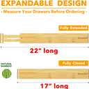 SpaceAid 4 Pack Bamboo Drawer Dividers with Labels, Kitchen Adjustable Drawer Organizers, Expandable Organization for Home Clothes Dressers (17-22 in, Natural)