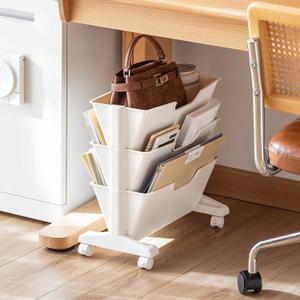 3 Tier Rolling Utility Cart Multi-Functional Movable Storage Book Shelves with Lockable Casters for Study Office Kitchen Classroom, White (Whtie, 3 Tier with Wheel)