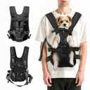 Dog Backpack Carrier, Legs-Out Front Pet Backpack Carrier for Small Dogs, Adjustable & Breathable Pet Carrier, Hands Free Dog Front Carrier for Hiking, Cycling, Travel (Black, S)