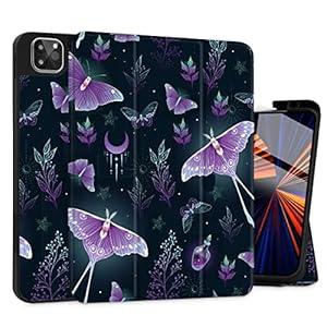 May Chen for iPad Pro M2 12.9 Case 6th/ 5th/ 4th/ 3rd Generation 2022 2021 2020 2018 Trifold Stand + Pencil Holder + Auto Wake/ Sleep + Soft TPU Protective Stand Back Cover, Butterflies