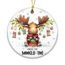 Moose Ornament - Under The Moosle-Toe Christmas Ornament – Cute Moose Ceramic Holiday Decoration with Present & Mistletoe, Moose Lover Gift, Farmhouse Rustic Tree Décor Keepsake 2025