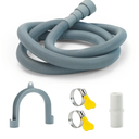 4.9 Feet Universal Washing Machine Drain Hose Flexible Dishwasher Drain Hose Extension Kits Corrugated Washer Hose w/ 1 Adapter 2 Hose Clamps 1 U-Bend Hose Holder