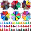 Jetec 6 Packs Petal Ink Pads Finger Ink Stamp, Rainbow Rubber Stamps Washable Waterdrop Shaped Stamp Pads for Card Making, Scrapbook, Painting (48 Colors)