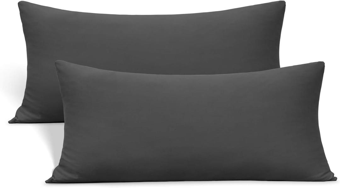 Stretch Toddler Pillowcases - Jersey Knit Travel Pillow Cases to Fit Pillows Sized 12x16, 13x18 or 14x20, Ultra Soft Envelope Closure Small Pillowcases Set of 2, Dark Gray