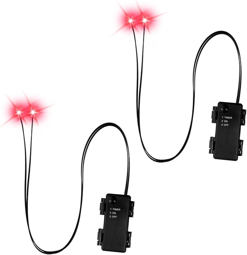 Halloween Led Glowing Eyes with Timer,2 Pcs Light Up Skeleton Eyes,Horror DIY Eyes for Masks,Pumpkins,Tombstones,and Props (Red)