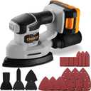 Cordless Detail Sander: DEKOPRO Multi-Function Mouse Sander Electric Sander Tool Palm Sanders with Dust Collector, 3 Additional Attachments&12pcs Sandpapers for Home Decoration