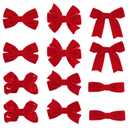 Red Velvet Ribbon Bow Hair Clip 12pcs 3in Christmas Dressy Bow Alligator Barrettes Valentines New Year Ponytail Decor Accessory Small for Little Teen Toddler Baby Girls Kids Gift