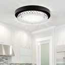 Flush Mount Ceiling Light Crystal LED Dimmable Closet Light Fixture 13 Inch Black Modern Bathroom Ceiling Light Small Round Hallway Lighting for Laundry Foyer Kitchen 4000K, Round-13.1 inches