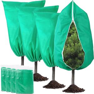 4 Pcs Plant Covers Freeze Protection, 31.5'' x 47.3'' Reusable Winter Frost Cloths Covers for Outdoor Plants - Green