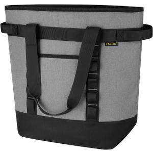 BALEINE Large 36-Can Cooler Bags Insulated, PEVA Soft Cooler Tote Bag, Insulated Grocery Bags with Zippered Top (8.5 Gallon, Grey)