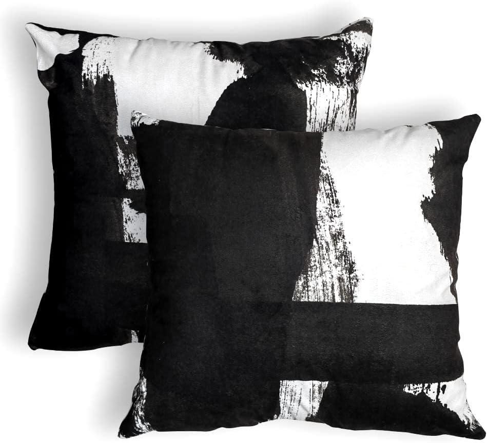 Vineland Throw Pillow Covers Set Black and White Abstract Farmhouse Cushion Case 20 x 20 Inches,Double-Sided Printing, Square Decorative Pillowcase for Home Car Sofa Decor
