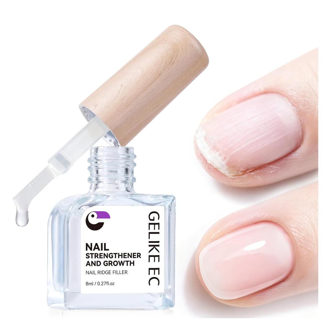 14 x Nail Ridge Filler For Damaged Nails: Gelike ec 8 in 1 Nail Strengthener for Thin Nails and Growth - Protein Nail Ridge Filler with Top Coat Free