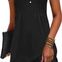 Disamer Beach Dresses for Women 2025 Vacation Swim Cover up V-Neck Summer Dress Button Down Sleeveless Boho Floral Sundress (Small, Pure Black)