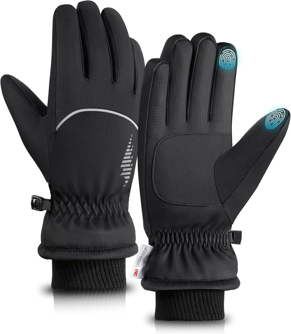 rivmount Winter Gloves Women Men, Thermal Ski Gloves for Cold Weather with Warm, Waterproof, Touchscreen for Running, Skiing (Small, Peat Black)