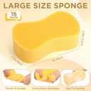 Tioncy 16 Pcs Giant Car Wash Sponges 9 x 4.7 x 3 Inch Extra Large Car Cleaning Bone Sponges Bulk All Purpose Easy Grip Thick Foam Scrubber for Boat Garage Kitchen Bathroom Household Cleaning (Yellow)