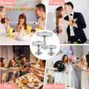 Eaasty 3 Pcs Cake Stand Set Round Cake Stand with Crystal Bling Pendants Dessert Table Display Set for Wedding Event Birthday Party Dessert Table(Sliver)