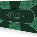 94 x 47 Inch Poker Mat with Stronger Sewn Edges, 10 Players Texas Hold'em Poker Rubber Mat Poker Topper for Tables, Folding Portable Poker Table Top Layout w/Carrying Bag for Poker Games, Blackjack