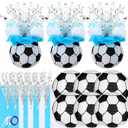 Rossesay 26 Pieces Soccer Ball Lantern Centerpieces Decorations Soccer Centerpieces Supplies with Metallic Foil Spray Centerpiece Wrapping Paper and Ribbons for Soccer Birthday Party Decorations