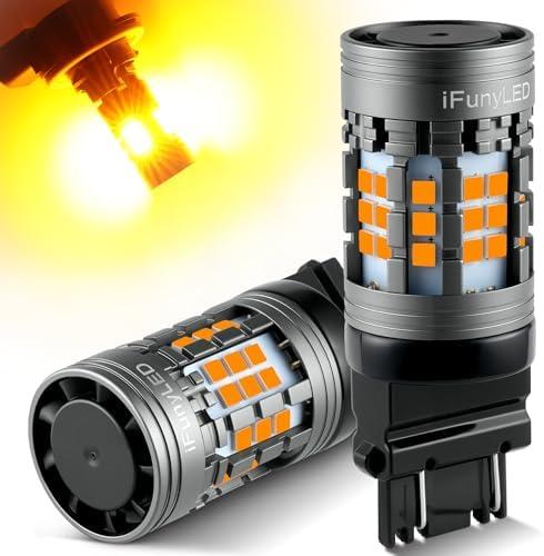 iFunyLED 2PCS 3157 LED Bulb, Super bright 3156 3056 3057 3047 3457 4157 LED, Anti Hyper Flash CANBUS Error Free, Replacement Light Kit Set for Car Turn Signal Blinker Lights - Amber