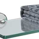JQK Bathroom Glass Shelf Chrome, Tempered Glass Shower Storage 24 by 5 inches, 304 Stainless Steel Polished Chrome Wall Mount, TGS101L24-CH