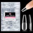 UNA GELLA Long Coffin Nail Tips: 216pcs Coffin Acrylic Fake Nails Full Cover Gel Nail Tips Press On Nails Clear Tips for Nail Extension DIY Salon 12 Sizes