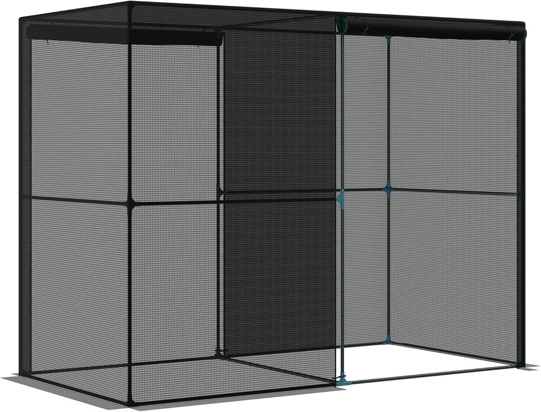 Outsunny 8' x 4' x 6' Crop Cage, Plant Protection Tent with Zippered Doors for Vegetable Garden, Backyard, Black