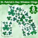 2 x Unique Shamrock Design - St. Patrick's Day Window Clings, 8 Sheets Window Decals Decorations for Home, Office, Classroom, Indoor Spring Stickers Decor