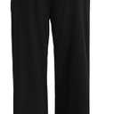Gracyoga Wide Leg Yoga Pants for Women Casual Loose Cozy Sweatpants High Waisted Lounge Pajama Flowy Pants With Pockets (Black, L)