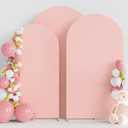 Wokceer Wedding Arch Cover (7.2FT, 6.6FT, 6FT) Set of 3 Spandex Fitted Wedding Arch Stand Covers for Round Top Chiara Arch Backdrop Stands Cover for Birthday Party Ceremony Banquet Decor Pale Pink