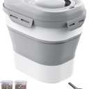 30-35 Lbs Dog Food Storage Container Collapsible Dog Food Container with Airtight Lids, Wheels, Scoop and 2pcs Food Storage Containers, Large Pet food storage for Dog, Cat (Light Grey)