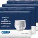 Amazon Basics Unisex Protective Underwear, Overnight Absorbency, Small/Medium, 64 Count, (4 Packs of 16)