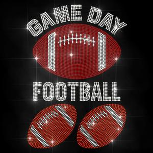 MAYJOYDIY Football Game Day Rhinestone Iron on Decal Rugby Match Hotfix Transfer Sticker Bling Sports Theme Heat Transfer Patch Clothing Repair Applique for T-Shirt Hat Jacket Garment Bag DIY Decor
