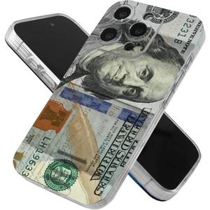 Fenytusi One Hundred Phone Case Compatible with iPhone 15 Pro Max Money 100 Dollar Bill Soft Silicone Phone Shockproof Cover for Men Women