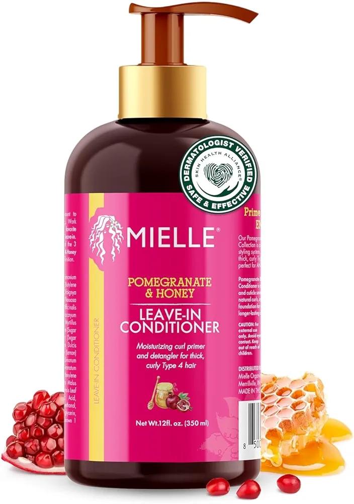 Mielle Organics Pomegranate & Honey Leave In Conditioner for Curly Hair - Moisturizing Detangler & Curly Hair Treatment to Help Repair Damage, Prevent Frizz & Improve Shine (12 Fl Oz)