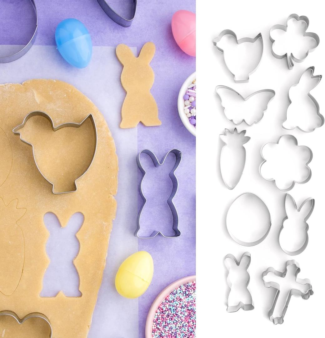 Cookie Cutter Kingdom, Cookie Cutter Set, Cookie Mold for Cakes Biscuits and Sandwiches (Easter 10 pack)