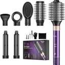 Vincofy 7-in-1 Hair Dryer Brush and Hair Styler Set Fast Drying, Curling, Straightening & Volumizing Hot Air Styling Tool with No Heat Damage for All Hair Types Purple
