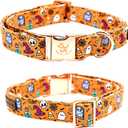 Elegant little tail Halloween Dog Collar, Orange Pumpkin Dog Collar with Flower Girl Boy Pet Collar Dog Flowers Holiday Dog Collar Flower Soft Durable Pet Collar for Large Dogs (Large (Pack of 1))
