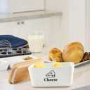 Cheese Container for Refrigerator,Shredded Cheese Container with Bamboo Lid,Ceramic Cream Block Sliced Cheeses Storage Box,Grated,Cheddar Cheeses Saver for Fridge,Kitchen Organizer