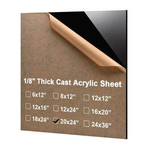 KINLINK 20x24 Plexiglass Sheets 1/8 inch Thick - 3mm Black Cast Acrylic Sheet, Plastic Sheet Polycarbonate Sheet for DIY Project, Craft, Acrylic Sign Wedding Invitation 1 Pack