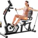 RAMXE Exercise Bikes for Home，Quiet Recumbent Stationary Bikes for Adults & Seniors, 16-Level Resistance Silent,Supports 400LB,Equipped With a Heart Rate Sensor, an LCD Display, and a Bluetooth App