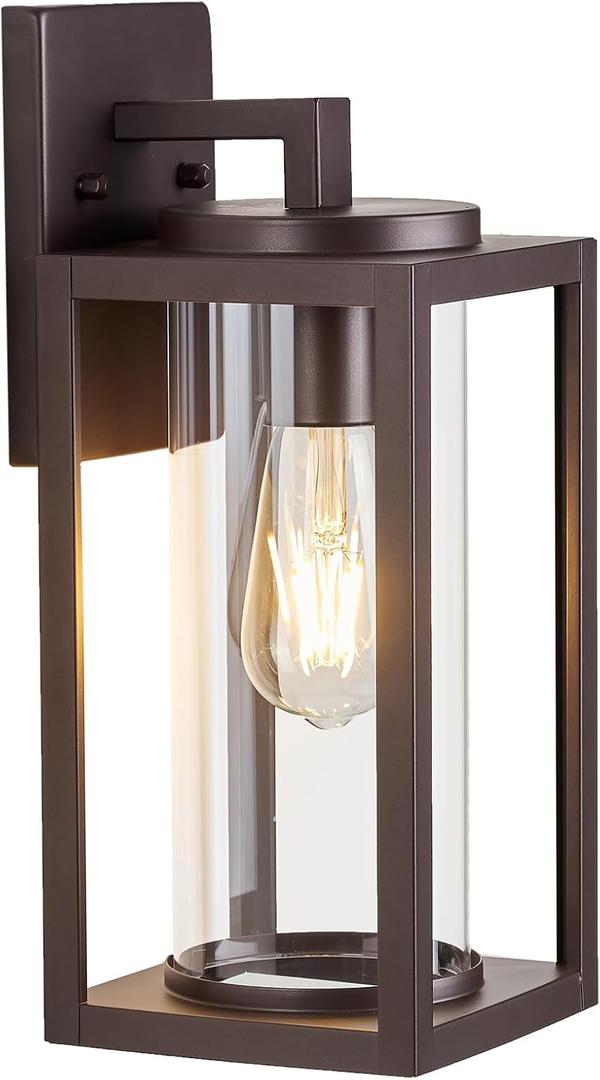 MICSIU Oil Rubbed Bronze 13 Inch Exterior Light Fixture, Waterproof Outdoor Wall Sconce Lights, Clear Glass Outside Light for House, Garage, Patio, Garden