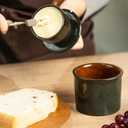 Porcelain Butter Keeper Crock - Ceramic Butter Dish with Water Line for Countertop, Keep Butter Fresh (Greenish Brown)