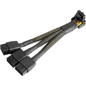 16Pin GPU Cable to 3X 8 Pin Pcie Extension - 16AWG PCIE 5.0 12VHPWR 600W 90 Degree Right Angle 16 Pin 12+4Pin Supply Adapter for RTX 4090 4080 3090TI 4070Ti Graphics Card (Type A)
